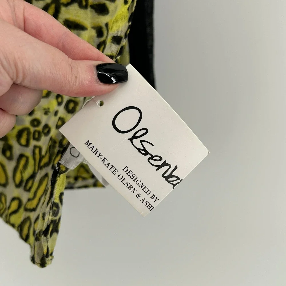 Olsenboye Mary-Kate & Ashley‎ Black Yellow Leopard Scarf NWT O/S Colorblock Y2K